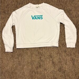 Vans White Crewneck with Teal Graphic